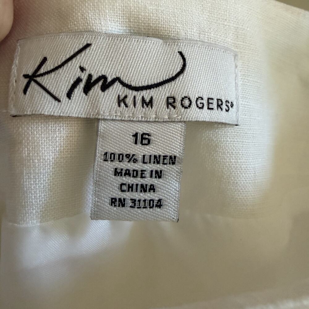 Vintage Kim Roger’s 100% Linen White Pleated Midi Skirt Women's Size 16 - Picture 5 of 9